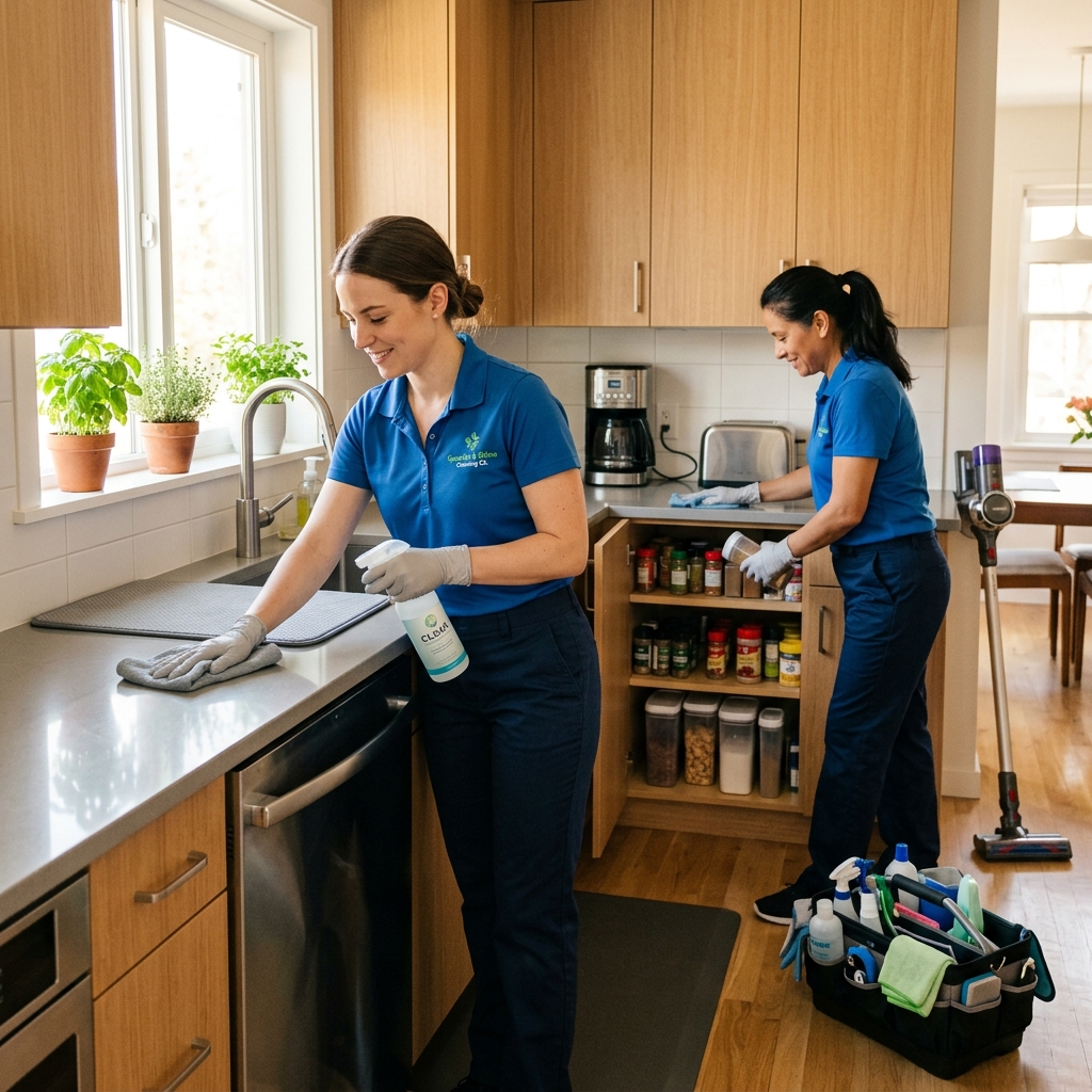 Professional cleaning team at work